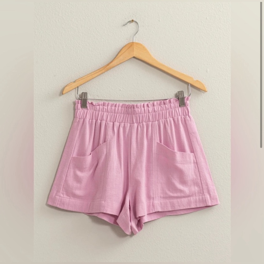 Pink - Linen Blend Shorts